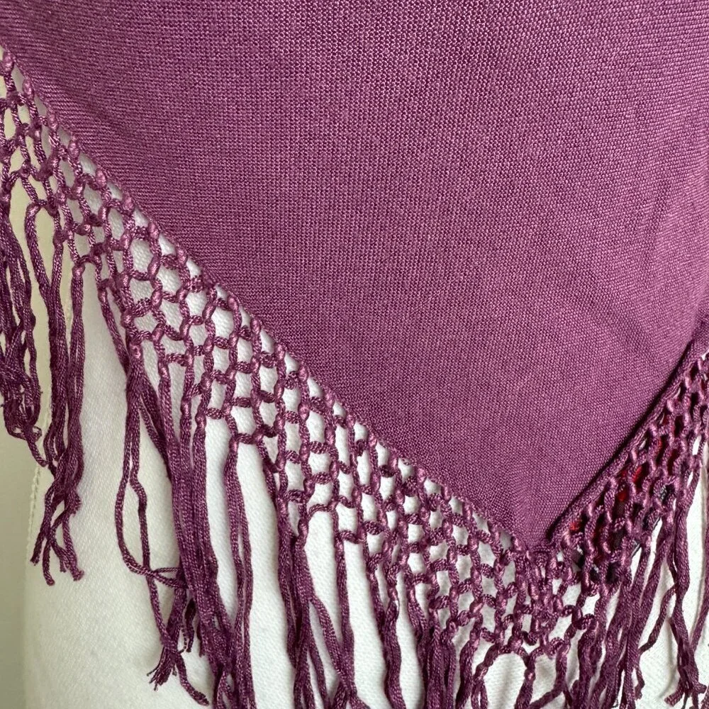 TIENDA HO MOROCCAN SCARF  Hand Woven Purple Fringe 40